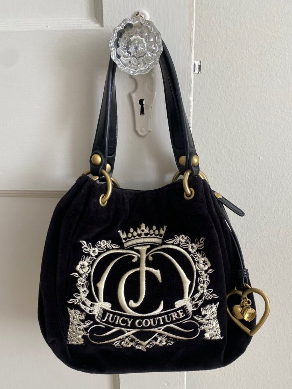 Juicy Couture Juicy Purse Black Vintage Velvet EXCELLENT CONDITION